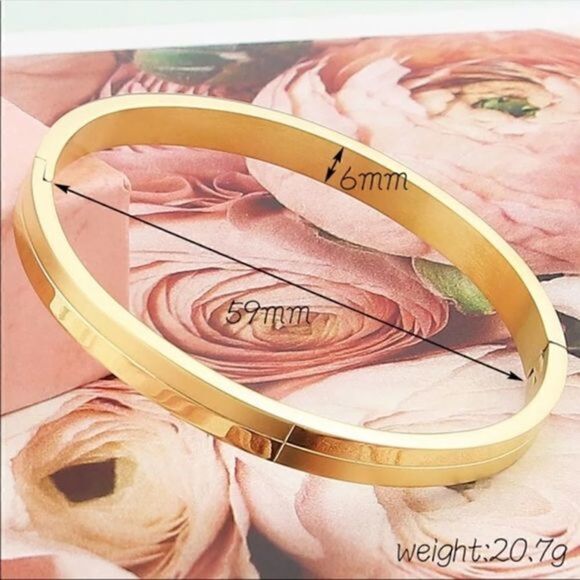 New Semi-matte Semi-smooth Woman's Bangle Ladies Stainless Steel Bracelet - Picture 6 of 7